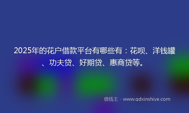 2025年的花户借款平台有哪些有：花呗、洋钱罐、功夫贷、好期贷、惠商贷等。