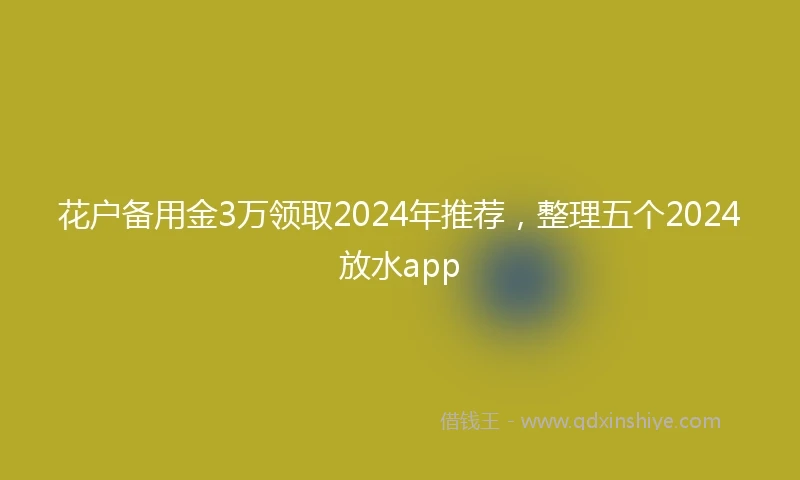 花户备用金3万领取2024年推荐，整理五个2024放水app