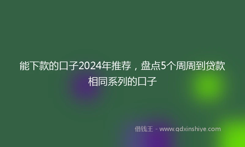 能下款的口子2024年推荐，盘点5个周周到贷款相同系列的口子