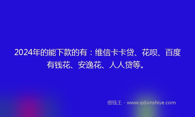 2024年的能下款的有：维信卡卡贷、花呗、百度有钱花、安逸花、人人贷等。