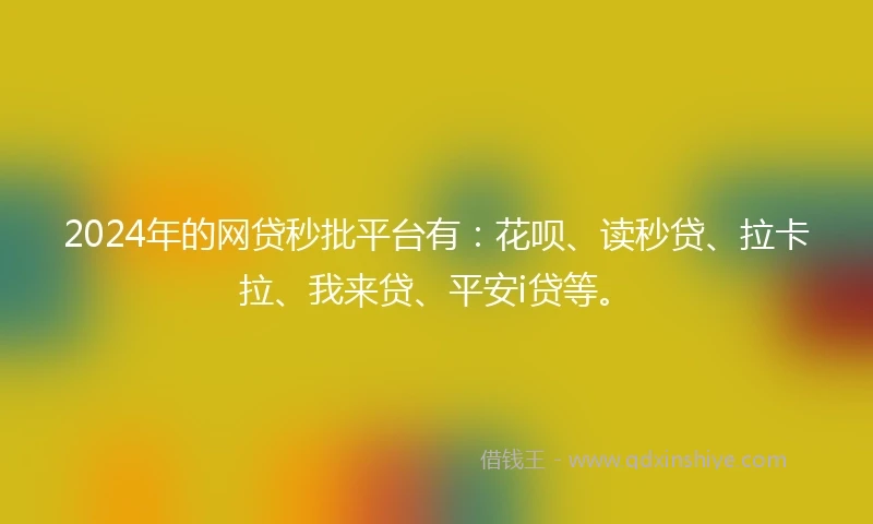 2024年的网贷秒批平台有：花呗、读秒贷、拉卡拉、我来贷、平安i贷等。