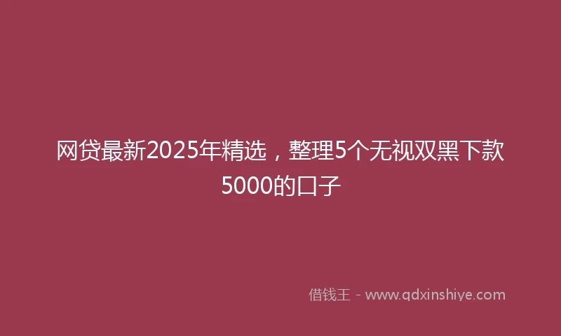 网贷最新2025年精选，整理5个无视双黑下款5000的口子
