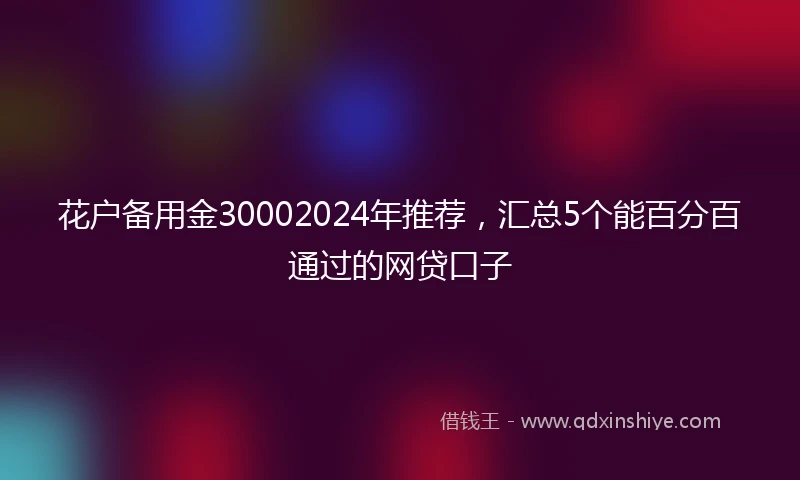 花户备用金30002024年推荐，汇总5个能百分百通过的网贷口子