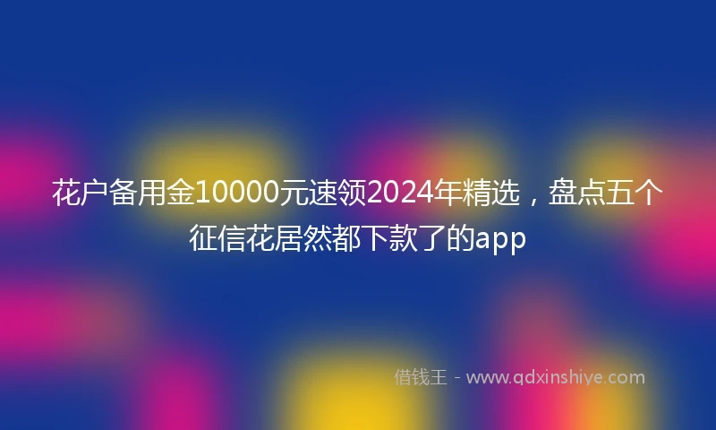 花户备用金10000元速领2024年精选，盘点五个征信花居然都下款了的app