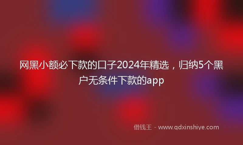 网黑小额必下款的口子2024年精选，归纳5个黑户无条件下款的app