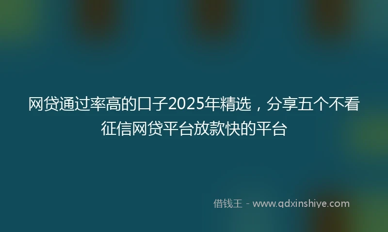 网贷通过率高的口子2025年精选，分享五个不看征信网贷平台放款快的平台