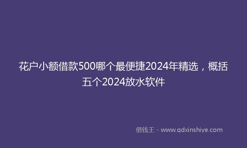 花户小额借款500哪个最便捷2024年精选，概括五个2024放水软件