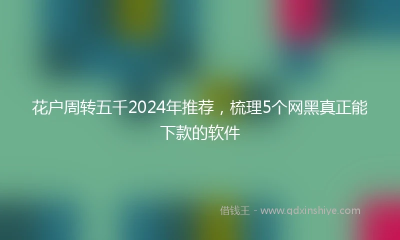 花户周转五千2024年推荐，梳理5个网黑真正能下款的软件