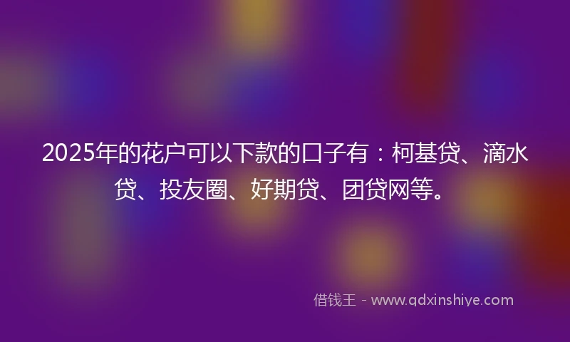 2025年的花户可以下款的口子有：柯基贷、滴水贷、投友圈、好期贷、团贷网等。