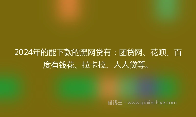 2024年的能下款的黑网贷有：团贷网、花呗、百度有钱花、拉卡拉、人人贷等。