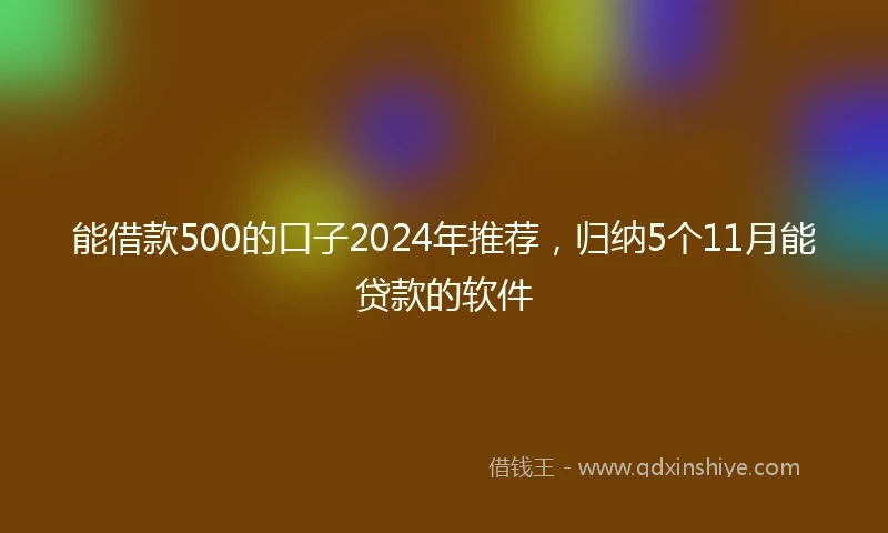 能借款500的口子2024年推荐，归纳5个11月能贷款的软件