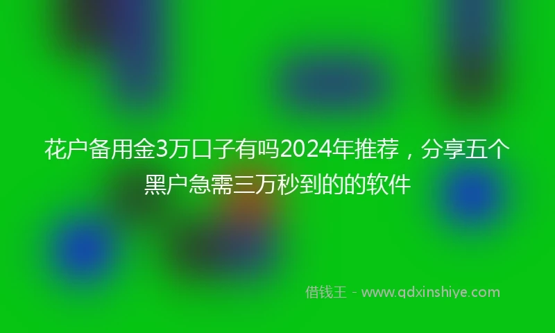 花户备用金3万口子有吗2024年推荐，分享五个黑户急需三万秒到的的软件