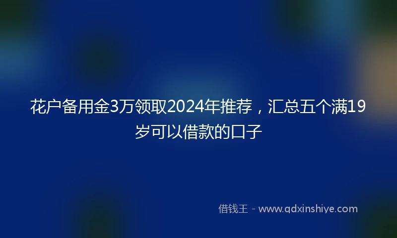 花户备用金3万领取2024年推荐，汇总五个满19岁可以借款的口子