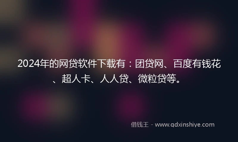2024年的网贷软件下载有：团贷网、百度有钱花、超人卡、人人贷、微粒贷等。