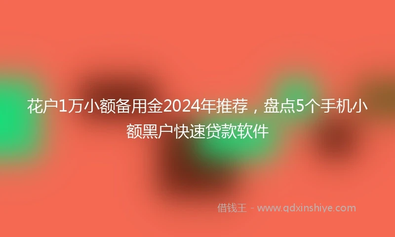 花户1万小额备用金2024年推荐，盘点5个手机小额黑户快速贷款软件