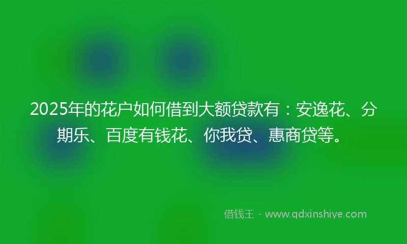 2025年的花户如何借到大额贷款有：安逸花、分期乐、百度有钱花、你我贷、惠商贷等。