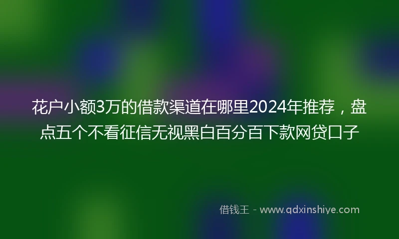 花户小额3万的借款渠道在哪里2024年推荐，盘点五个不看征信无视黑白百分百下款网贷口子