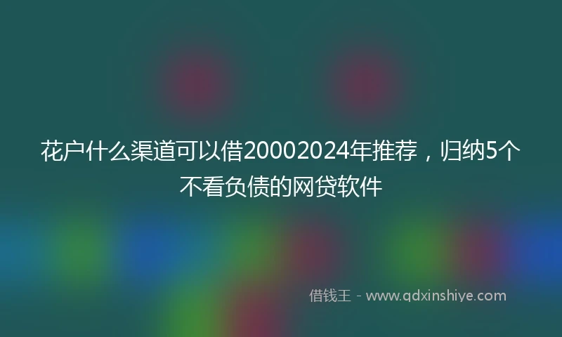 花户什么渠道可以借20002024年推荐，归纳5个不看负债的网贷软件