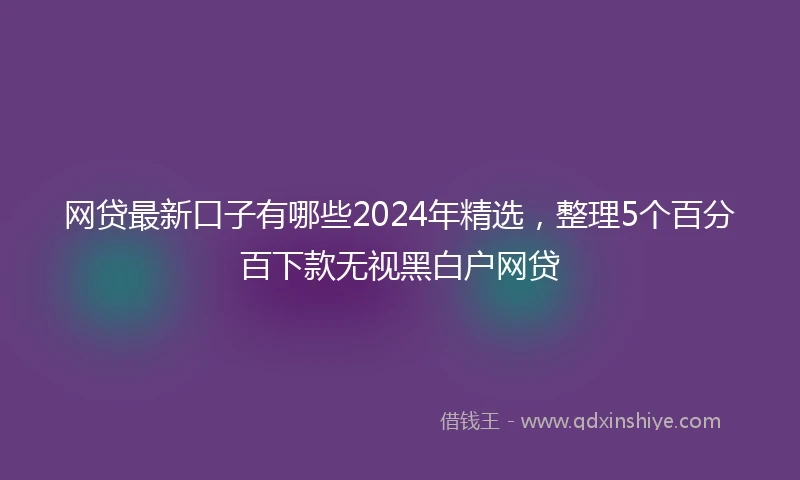 网贷最新口子有哪些2024年精选，整理5个百分百下款无视黑白户网贷