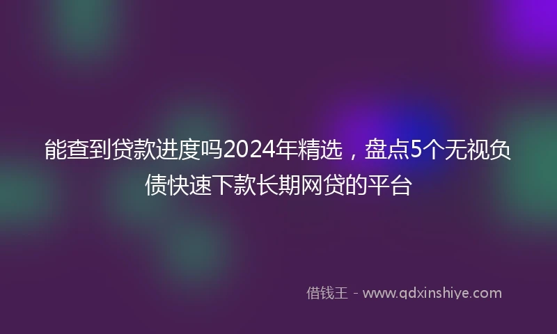 能查到贷款进度吗2024年精选，盘点5个无视负债快速下款长期网贷的平台