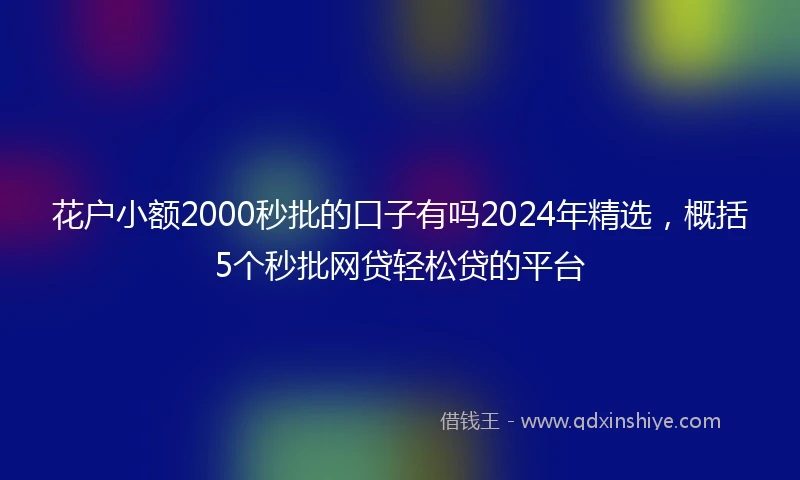 花户小额2000秒批的口子有吗2024年精选，概括5个秒批网贷轻松贷的平台