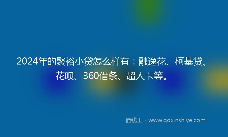 2024年的聚裕小贷怎么样有：融逸花、柯基贷、花呗、360借条、超人卡等。