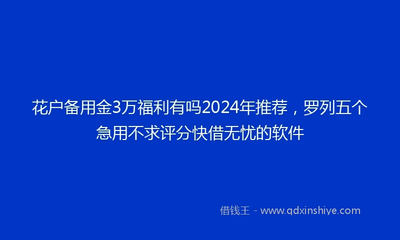 花户备用金3万福利有吗2024年推荐,罗列五个急用不求评分快借无忧的软件