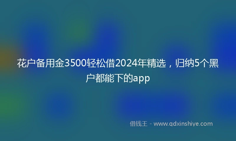 花户备用金3500轻松借2024年精选,归纳5个黑户都能下的app