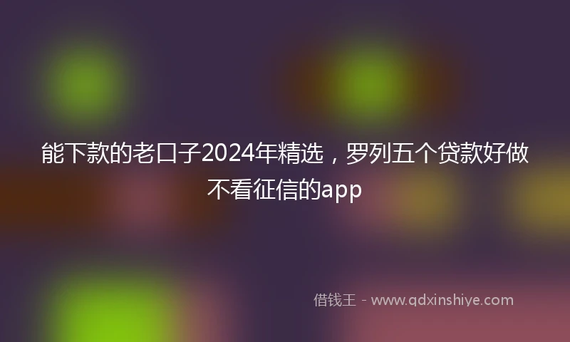能下款的老口子2024年精选，罗列五个贷款好做不看征信的app