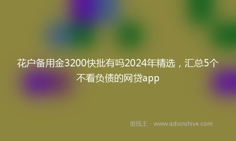 花户备用金3200快批有吗2024年精选，汇总5个不看负债的网贷app