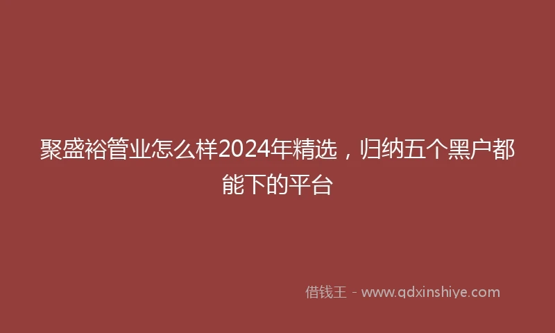 聚盛裕管业怎么样2024年精选，归纳五个黑户都能下的平台