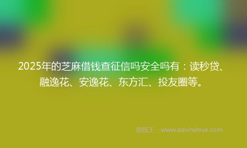 2025年的芝麻借钱查征信吗安全吗有：读秒贷、融逸花、安逸花、东方汇、投友圈等。