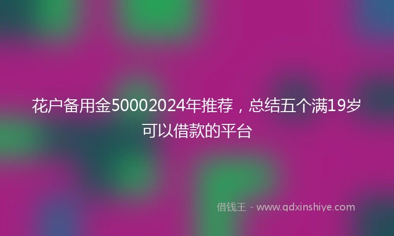 花户备用金50002024年推荐,总结五个满19岁可以借款的平台