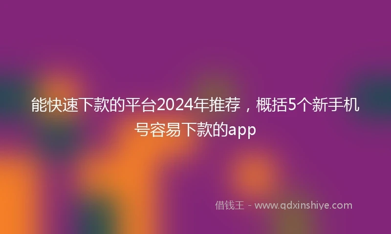 能快速下款的平台2024年推荐，概括5个新手机号容易下款的app