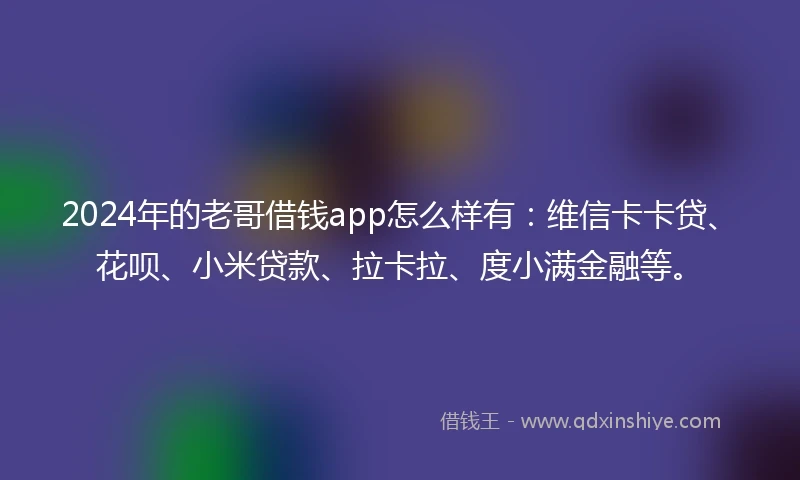 2024年的老哥借钱app怎么样有：维信卡卡贷、花呗、小米贷款、拉卡拉、度小满金融等。
