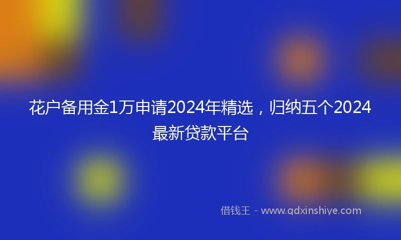 花户备用金1万申请2024年精选，归纳五个2024最新贷款平台