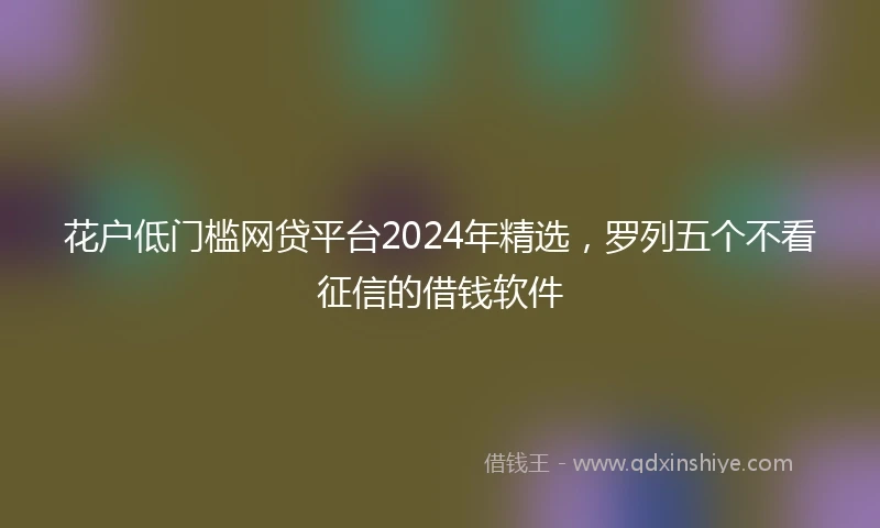 花户低门槛网贷平台2024年精选，罗列五个不看征信的借钱软件