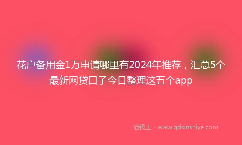 花户备用金1万申请哪里有2024年推荐，汇总5个最新网贷口子今日整理这五个app