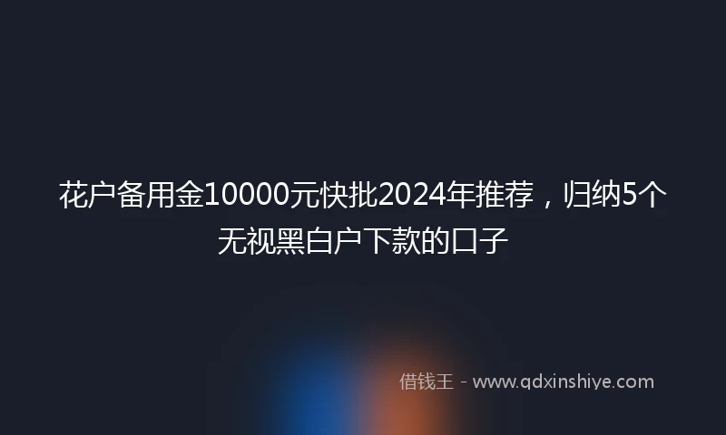 花户备用金10000元快批2024年推荐，归纳5个无视黑白户下款的口子
