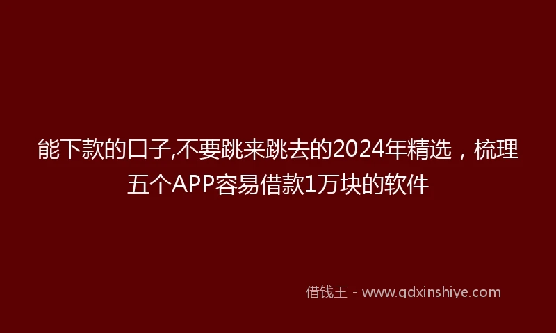 能下款的口子,不要跳来跳去的2024年精选，梳理五个APP容易借款1万块的软件