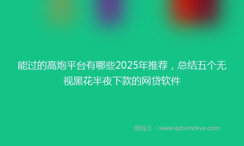 能过的高炮平台有哪些2025年推荐，总结五个无视黑花半夜下款的网贷软件