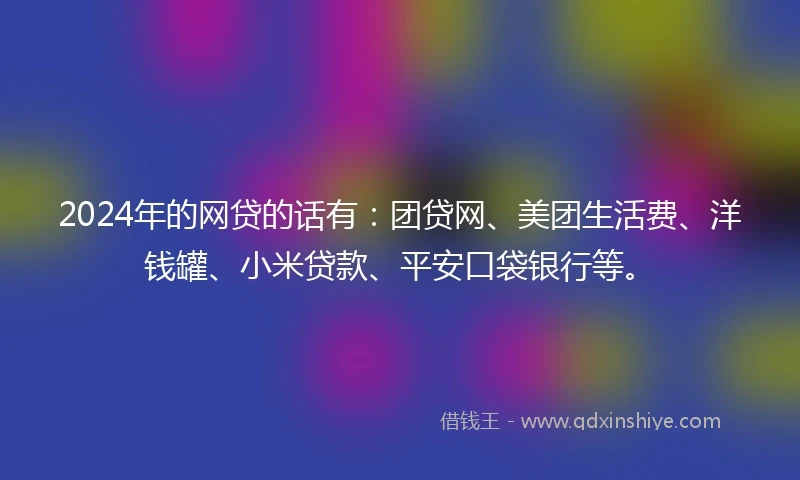 2024年的网贷的话有：团贷网、美团生活费、洋钱罐、小米贷款、平安口袋银行等。