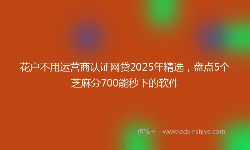 花户不用运营商认证网贷2025年精选，盘点5个芝麻分700能秒下的软件