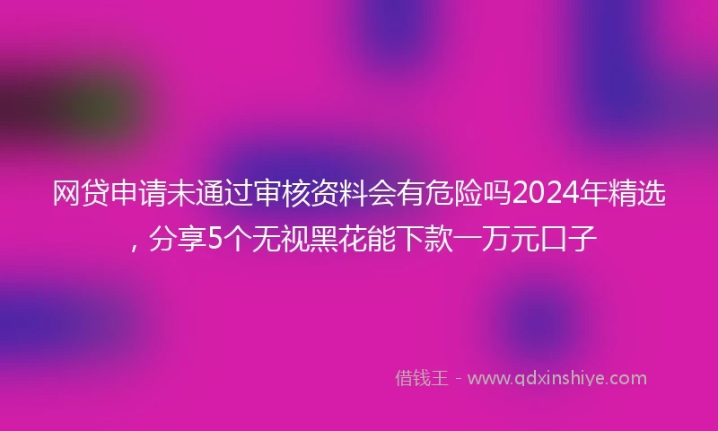 网贷申请未通过审核资料会有危险吗2024年精选，分享5个无视黑花能下款一万元口子