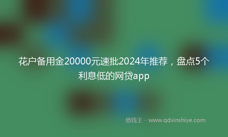 花户备用金20000元速批2024年推荐，盘点5个利息低的网贷app