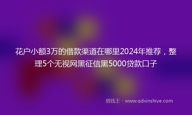 花户小额3万的借款渠道在哪里2024年推荐，整理5个无视网黑征信黑5000贷款口子