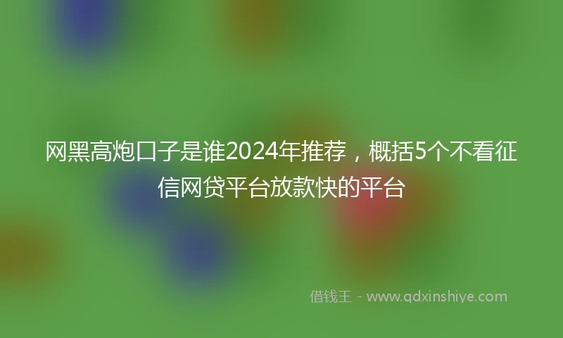 网黑高炮口子是谁2024年推荐，概括5个不看征信网贷平台放款快的平台