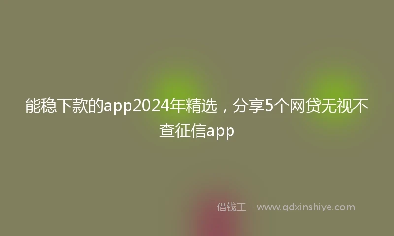 能稳下款的app2024年精选，分享5个网贷无视不查征信app