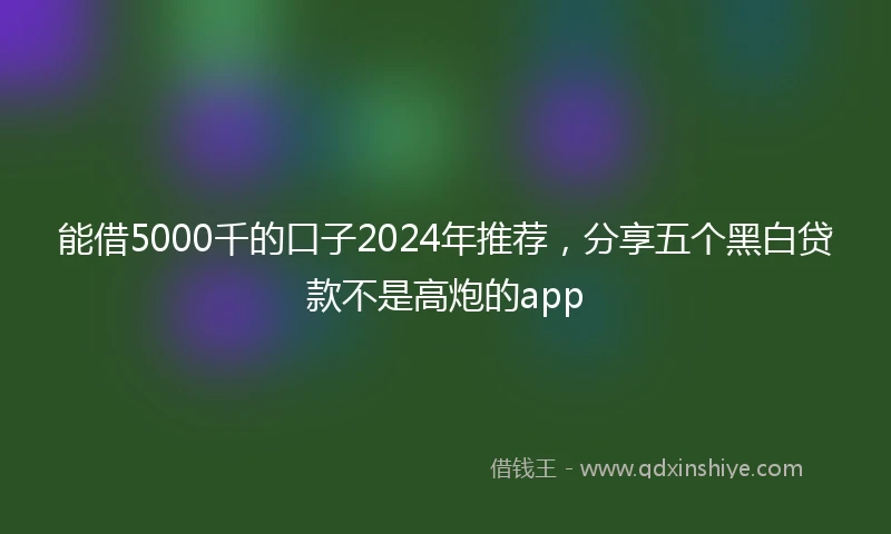 能借5000千的口子2024年推荐，分享五个黑白贷款不是高炮的app