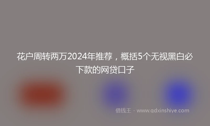 花户周转两万2024年推荐，概括5个无视黑白必下款的网贷口子
